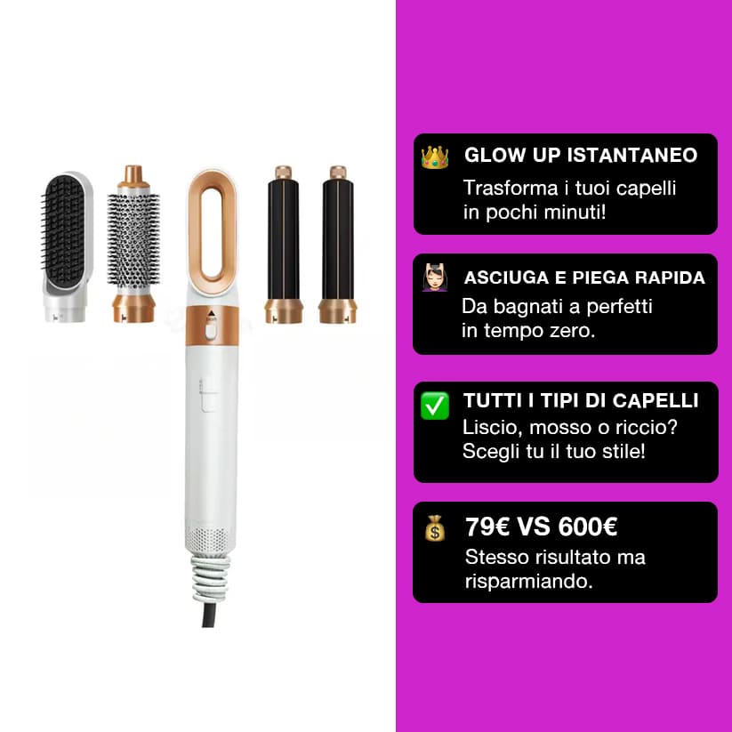DermyLab Kit 5 in 1 - Asciuga, Liscia, Arriccia, Volumizza, Modella