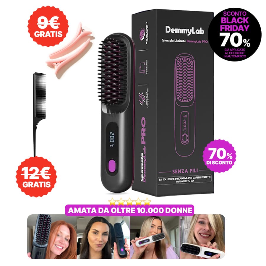 DemmyLab Spazzola Lisciante - 70% di Sconto Black Friday + 4 Regali Inclusi