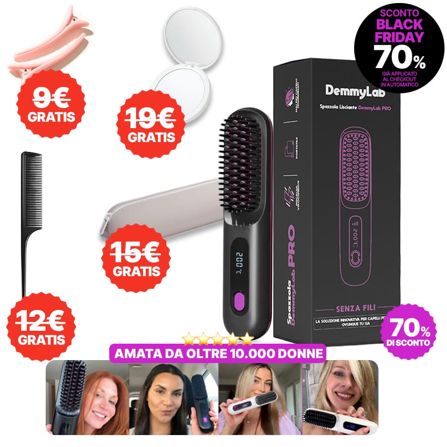 DemmyLab Spazzola Lisciante - 70% di Sconto Black Friday + 4 PRODOTTI IN REGALO